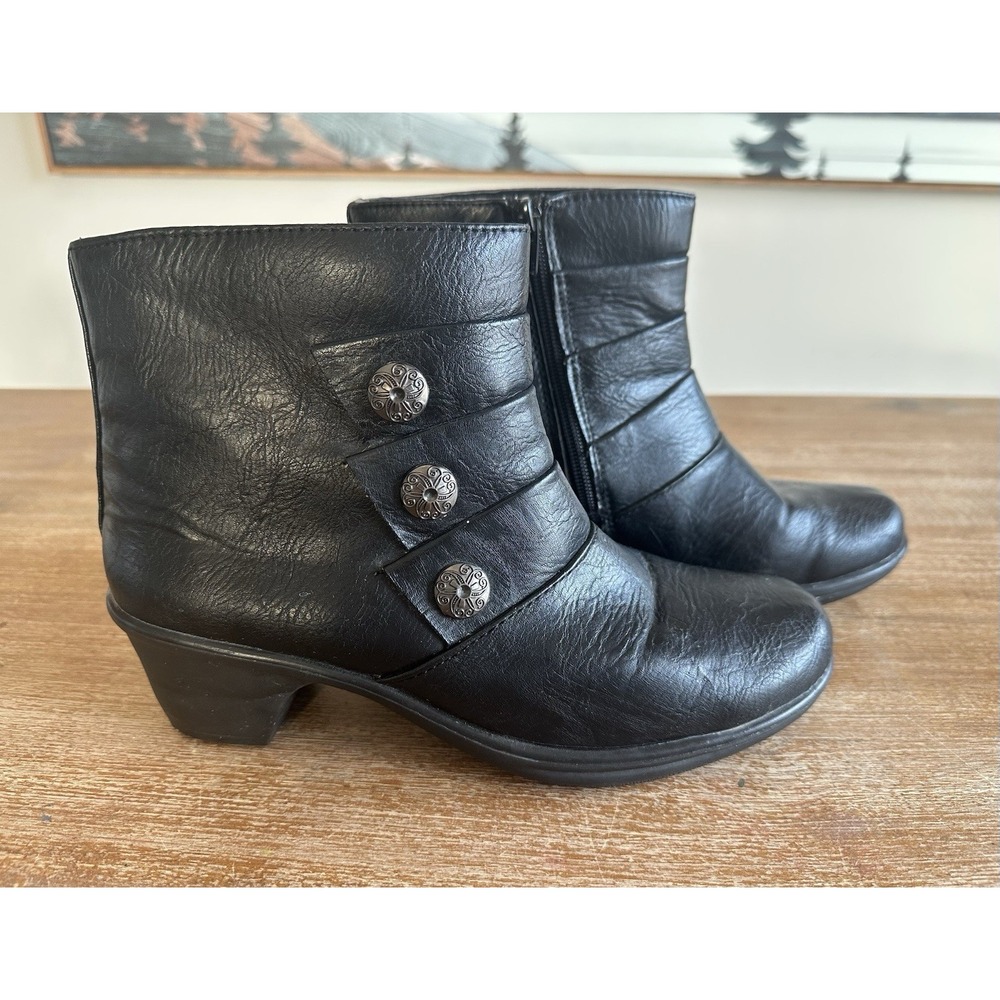 Easy Street Arlene Wave Comfort Ankle Boots Black Women's Size 7.5 Wide NICE!